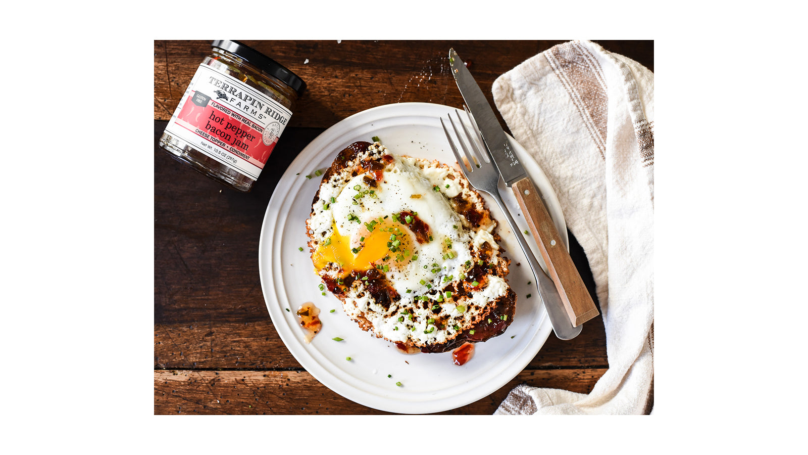 Crispy Feta Fried Egg Toast with Terrapin Ridge Farms Hot Pepper Bacon Jam Crispy Feta Fried Egg Toast with Terrapin Ridge Farms Hot Pepper Bacon Jam